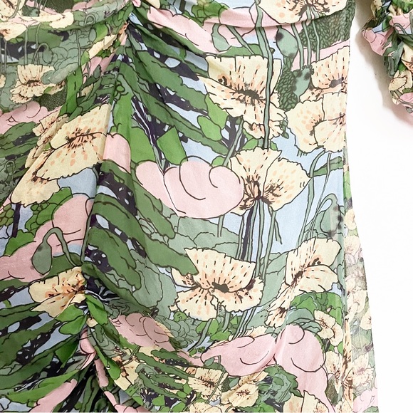 Cooper by Trelise Ruched Floral Print Midi Dress Long Sleeves Size NZ 10 US 6 - Picture 10 of 16